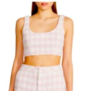 Steve Madden Layla Houndstooth Tweed Crop Top XS